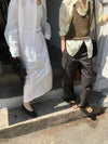 ( WHITE / CHARCOAL ) COTTON POCKET SKIRT