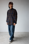 ( BROWN / BLUE ) WOOL PLAID SHIRT