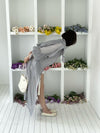 ( LIGHT GREY / CHARCOAL ) PREMIUM SHEER CHIFFON TRENCH COAT *LAST ONE*