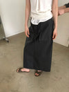 ( WHITE / CHARCOAL ) COTTON POCKET SKIRT
