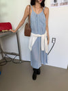 ( DUSTY BLUE  / CHARCOAL ) BUSTIER SILKY SLIP DRESS ⭐️BEST BUY⭐️ ( PRE ORDER )