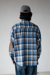 ( BROWN / BLUE ) WOOL PLAID SHIRT
