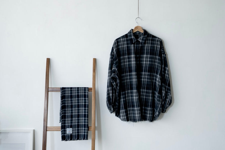 GREY CHECKERED SHIRT / SCARF *LAST ONE*