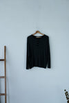 ( BLACK / WHITE / GREY ) EXTRA SOFT STRIPED HENLEY LONG SLEEVE