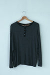 ( BLACK / WHITE / GREY ) EXTRA SOFT STRIPED HENLEY LONG SLEEVE