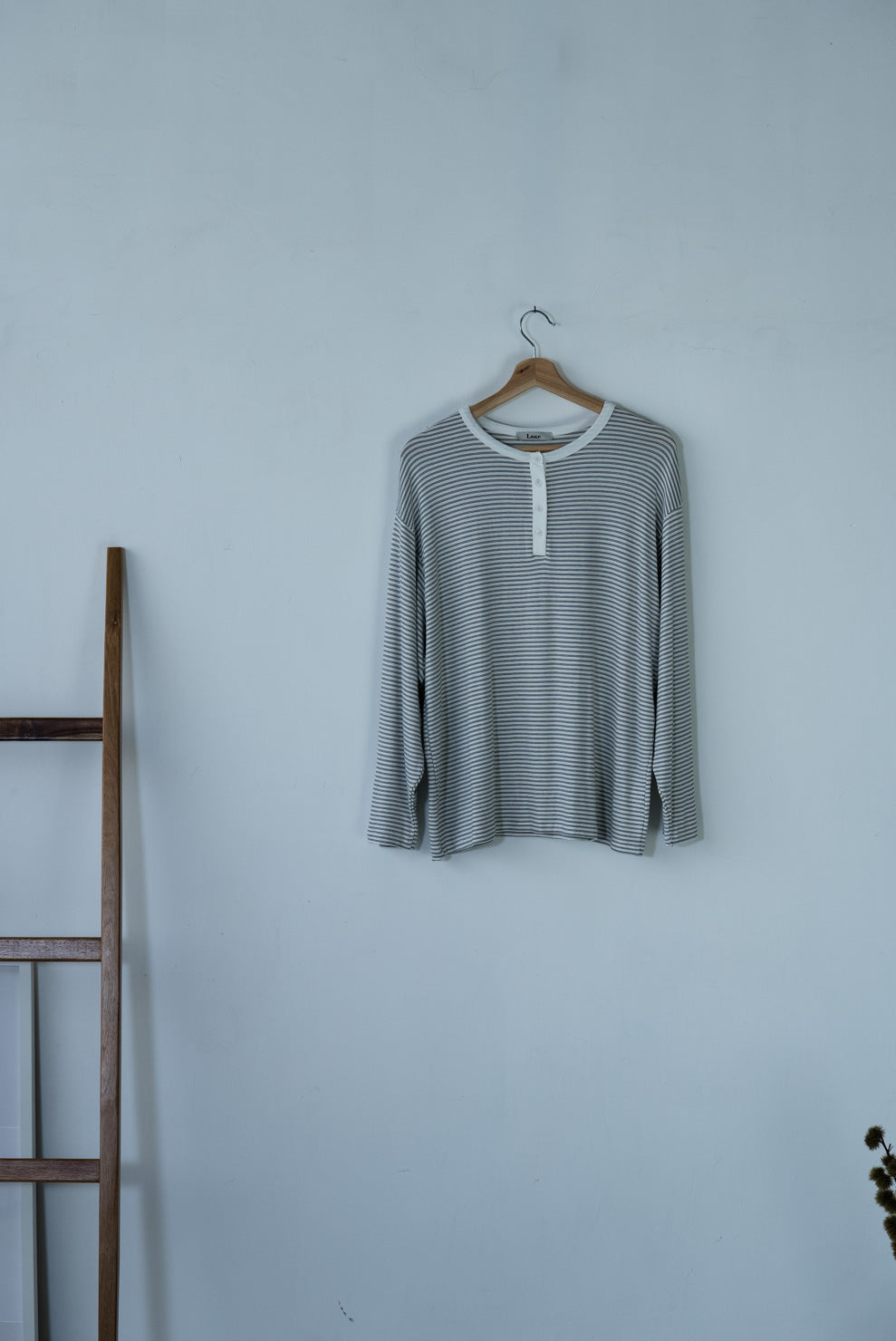 ( BLACK / WHITE / GREY ) EXTRA SOFT STRIPED HENLEY LONG SLEEVE *LAST ONE*