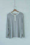 ( BLACK / WHITE / GREY ) EXTRA SOFT STRIPED HENLEY LONG SLEEVE