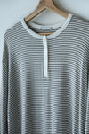 ( BLACK / WHITE / GREY ) EXTRA SOFT STRIPED HENLEY LONG SLEEVE