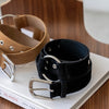 ( BEIGE / BLACK ) METAL HARDWARE SUEDE BELT *BEST BUY* ( PRE ORDER )