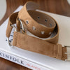 ( BEIGE / BLACK ) METAL HARDWARE SUEDE BELT *BEST BUY* ( PRE ORDER )