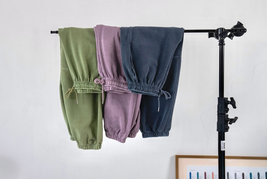 ( 3 COLOURS ) WASHED COTTON SWEAT PANTS