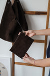 CHOCOLATE SUEDE TOTE ( PRE ORDER )