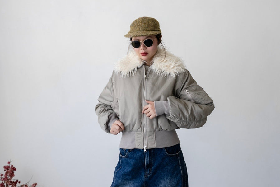 KHAKI BEIGE GIRLS FIT BOMBER JACKET *LAST ONE*