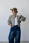 KHAKI BEIGE GIRLS FIT BOMBER JACKET *LAST ONE*