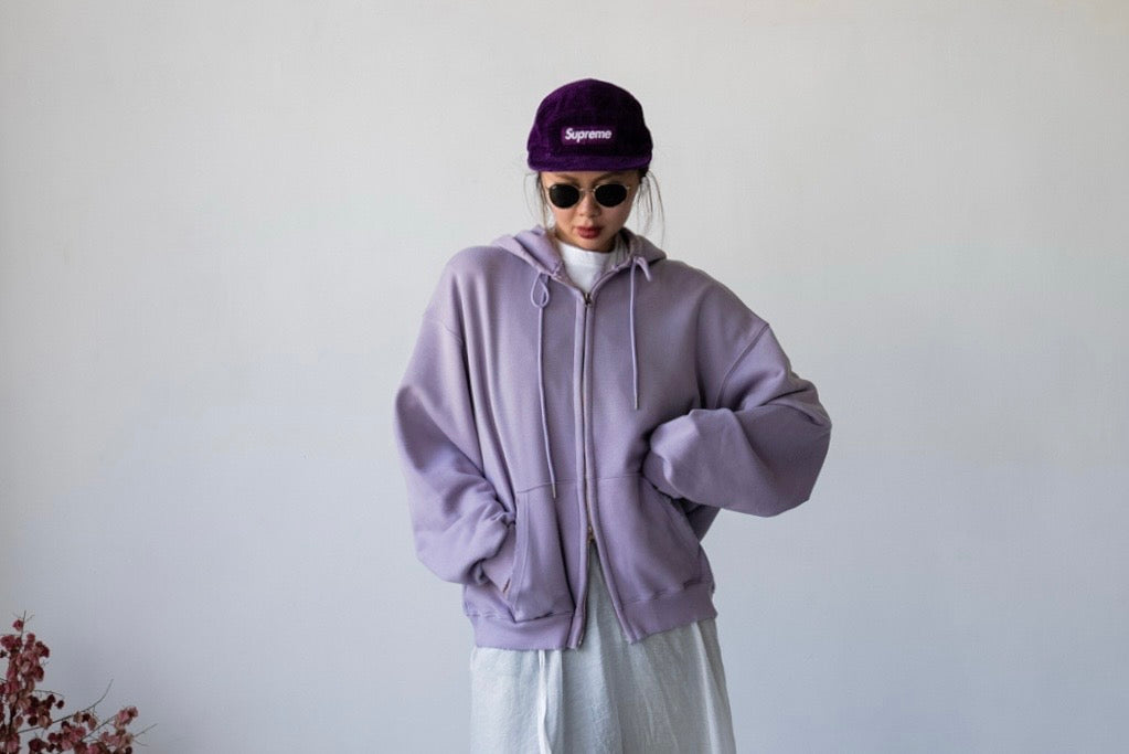 LAVENDER WASHED RIPPED HOODIE