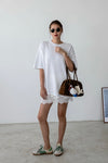 ( WHITE / BLACK ) LACE TRIMMED SATIN MINI SKIRT *BEST BUY* ( PRE ORDER )