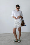 ( WHITE / BLACK ) LACE TRIMMED SATIN MINI SKIRT *BEST BUY* ( PRE ORDER )