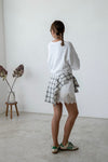 ( WHITE / BLACK ) LACE TRIMMED SATIN MINI SKIRT *BEST BUY* ( PRE ORDER )