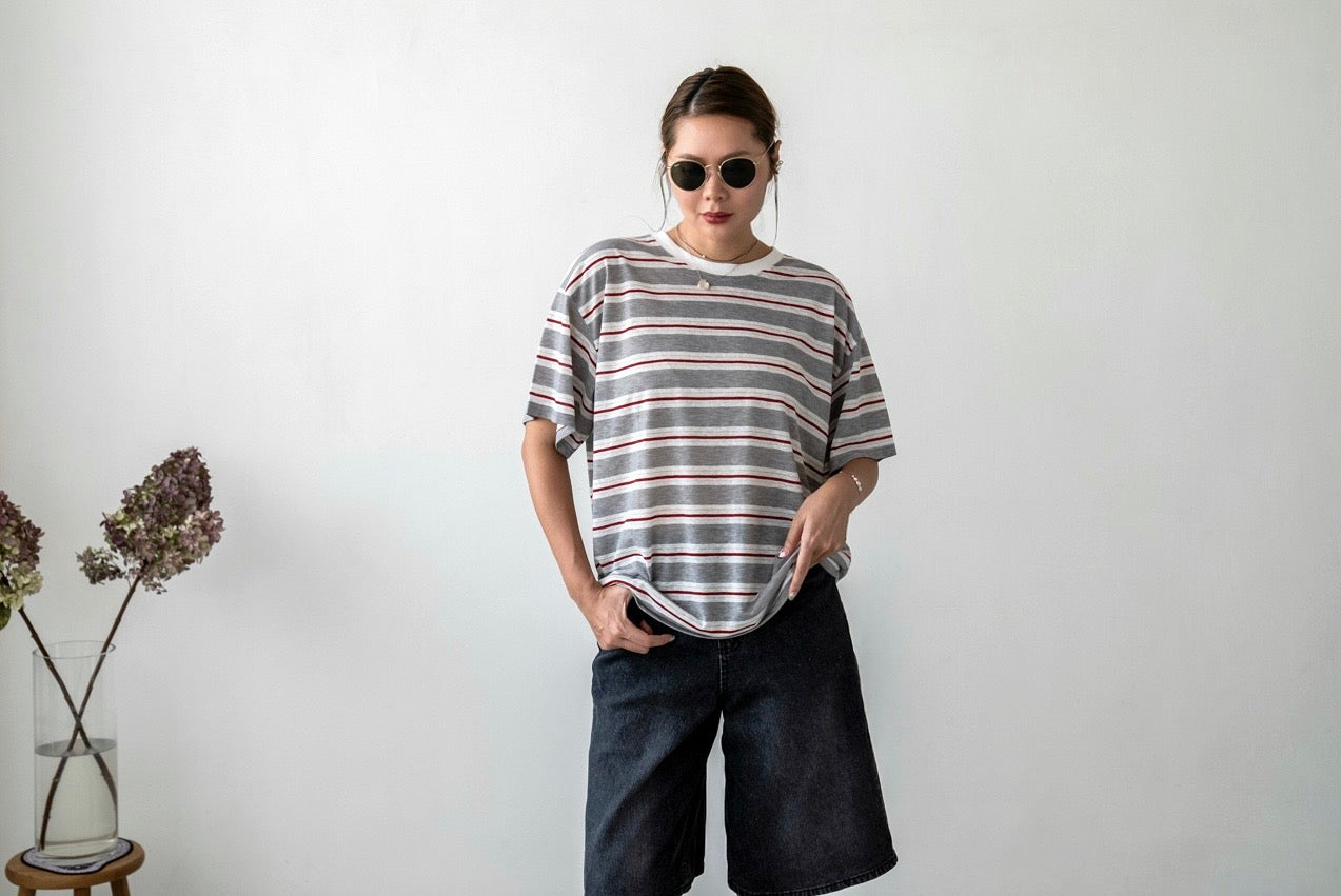 GREY STRIPED TEE *LAST 2*