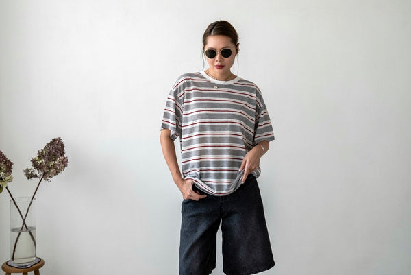 GREY STRIPED TEE *LAST 2*