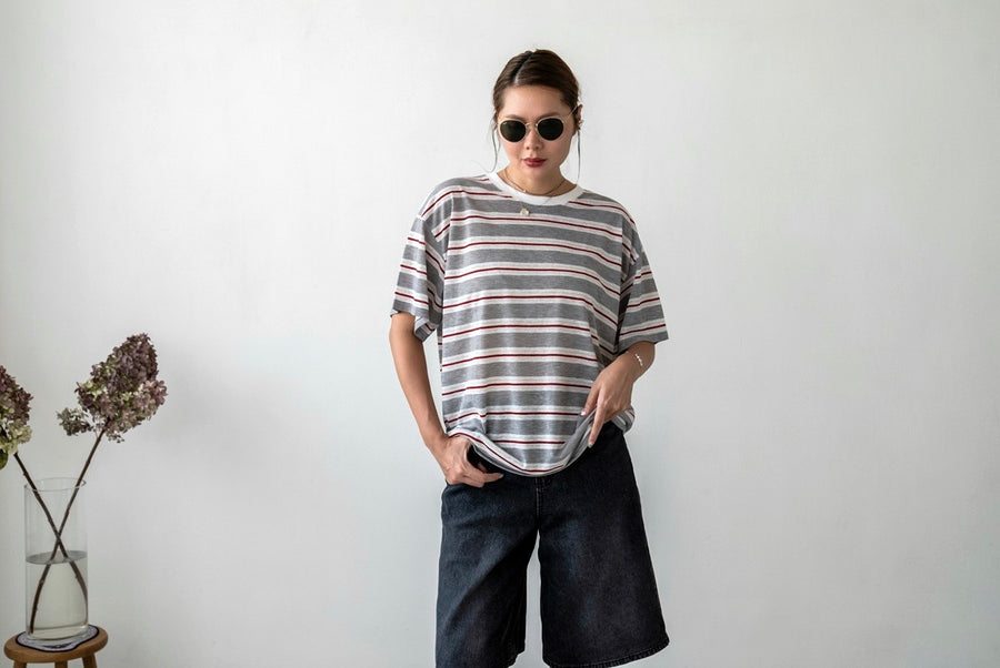 GREY STRIPED TEE *LAST 2*