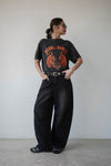 WASHED BLACK 3D CURVED WIDE LEG JEANS