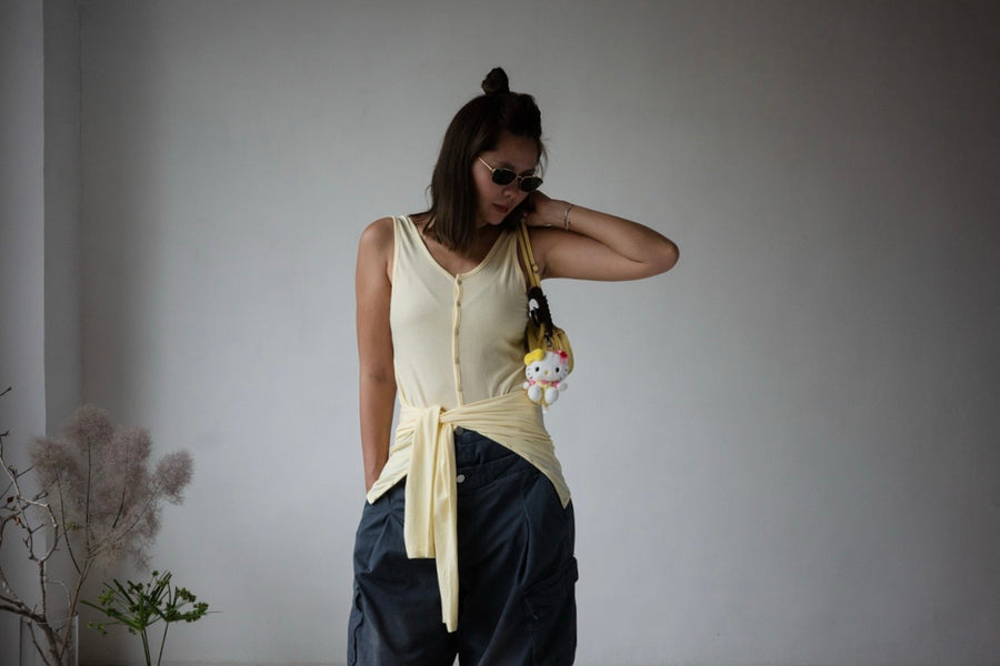( 3 COLOURS ) BUTTON WRAP VEST