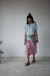 ( ROSE PINK / BLACK ) RUFFLE CHIFFON MIDI SKIRT *LAST ONE*