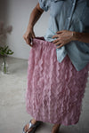 ( ROSE PINK / BLACK ) RUFFLE CHIFFON MIDI SKIRT *LAST ONE*