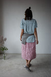 ( ROSE PINK / BLACK ) RUFFLE CHIFFON MIDI SKIRT *LAST ONE*