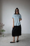 ( ROSE PINK / BLACK ) RUFFLE CHIFFON MIDI SKIRT *LAST ONE*