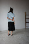 ( ROSE PINK / BLACK ) RUFFLE CHIFFON MIDI SKIRT *LAST ONE*