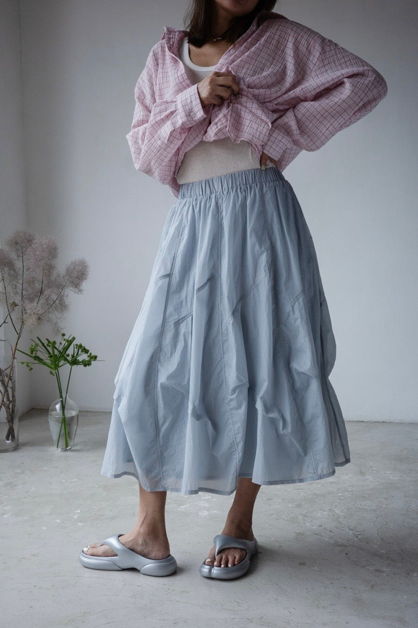 ( POWDER BLUE / GREY ) EXTRA LIGHTWEIGHT PAPER SUMMER SKIRT ⭐️BEST BUY⭐️