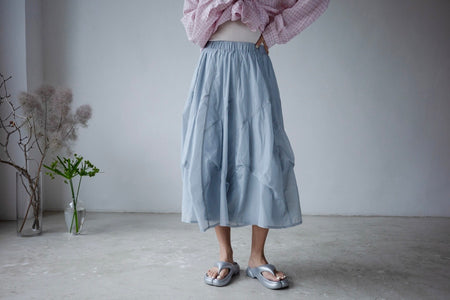( POWDER BLUE / GREY ) EXTRA LIGHTWEIGHT PAPER SUMMER SKIRT ⭐️BEST BUY⭐️