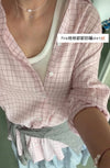 PINK CHECKERED WRINKLED SHIRT