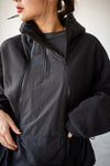 ( BLACK / BROWN ) FLEECE HOODED JACKET