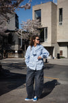 BLUE STRIPED SLEEVED SCARF SHIRT *LAST 2*