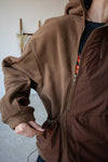 ( BLACK / BROWN ) FLEECE HOODED JACKET