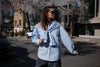 BLUE STRIPED SLEEVED SCARF SHIRT *LAST 2*