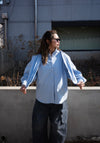 BLUE STRIPED SLEEVED SCARF SHIRT *LAST 2*