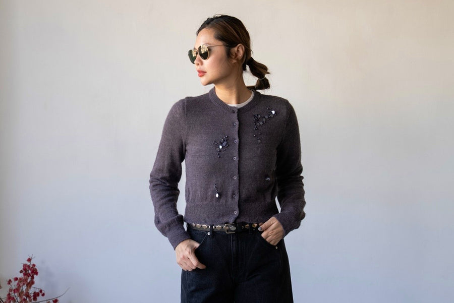 DEEP PURPLE ALPACA BEADED CARDIGAN ⭐️BEST BUY⭐️ *LAST 3*