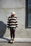 CHOCOLATE STRIPED DUFFLE  WOOL JACKET ( PRE ORDER )