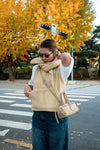 ( BEIGE / KHAKI ) SUEDE BUCKLED BAG