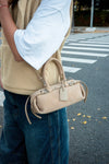 ( BEIGE / KHAKI ) SUEDE BUCKLED BAG