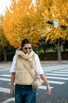 ( BEIGE / KHAKI ) SUEDE BUCKLED BAG