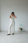 ( NAVY / IVORY ) EXTRA COMFY SATIN FLARE PANTS 🌟BEST BUY🌟 *LAST 2*