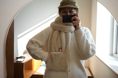 ( IVORY / CHOCOLATE ) FAUX FUR POCKET SCARF ⭐️BEST BUY⭐️ *LAST ONE*