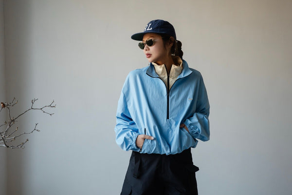 ( BLUE / GREEN ) TWO TONE HALF ZIP PARKA