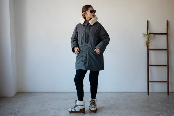 PREMIUM ASH GREEN WOOL COLLARED DOWN JACKET ⭐️BEST BUY⭐️