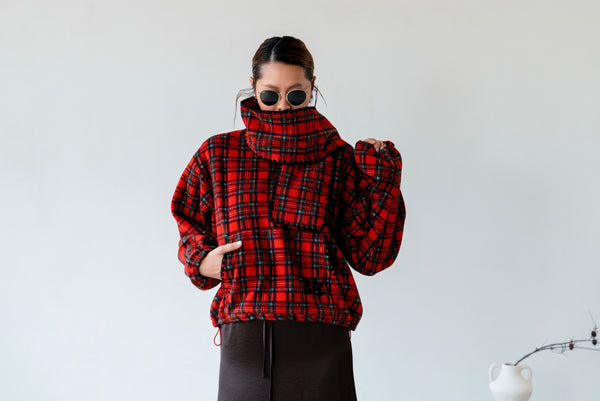 RED CHECKERED FLEECE JUMPER WITH SCARF 🌟BEST BUY🌟 *LAST 2*